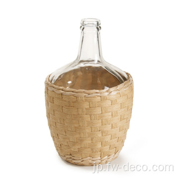 装飾的なボトルペーパーストリングラップクリアガラス花瓶